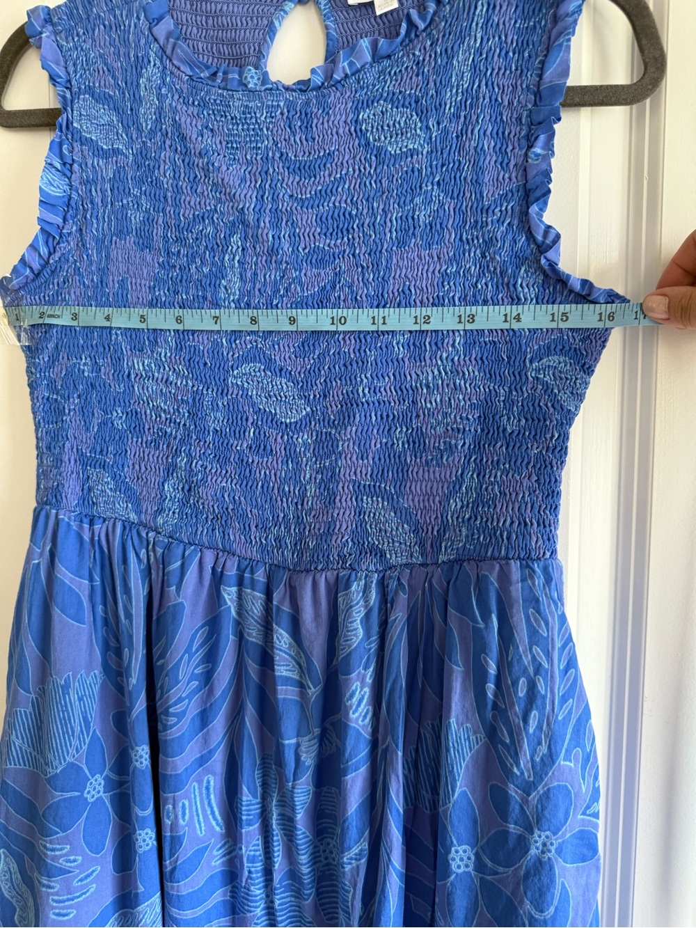 Sugarlips Warren Floral Cecil Smocked Sleeveless Sun Dress, sz. L, pockets! - Picture 15 of 16
